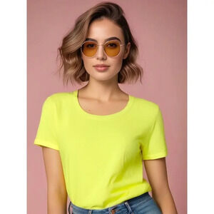 Zelos Women's Medium Yellow Short Sleeve Crew Neck T-Shirt Casual‎